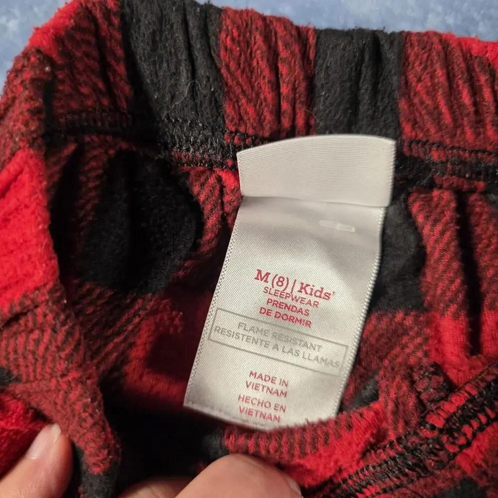 Kids Size 8 Wondershop Red Black Buffalo Plaid Fleece Pajama Pants Lot of 2